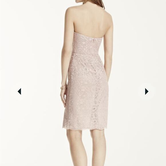 NWT David's Bridal Short Popover Lace Petal Pink Bridesmaid Dress Sz 4 - Picture 5 of 16